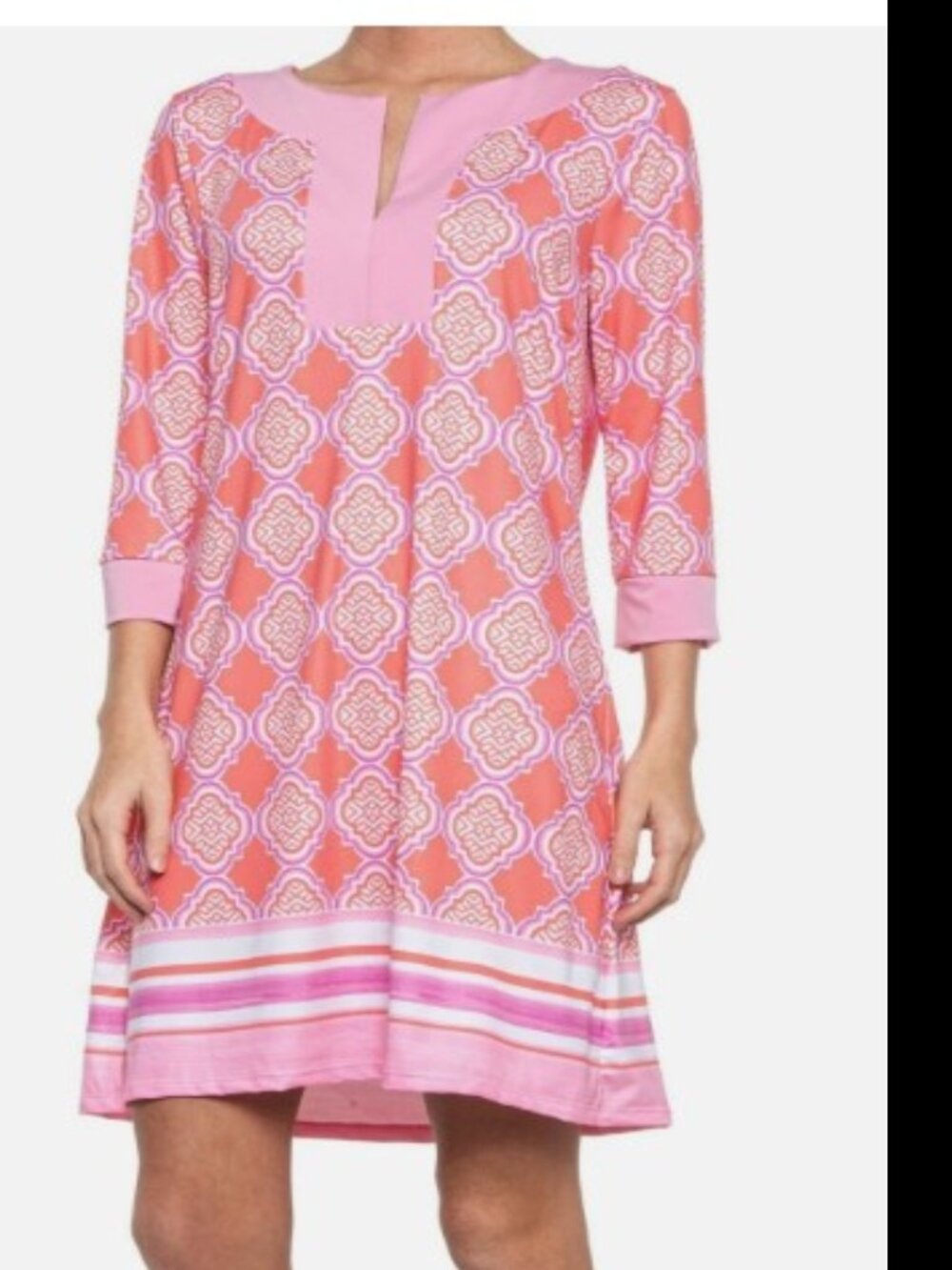 NWT CABANA LIFE UPF 50+ Coral Geo Beach Swim Coverup Medium Retails $110.00